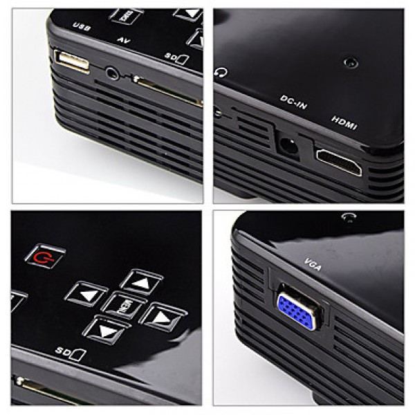 Mini HD Home Super Bright LED Technology Projector , PC Laptop VGA USB SD HDMI  