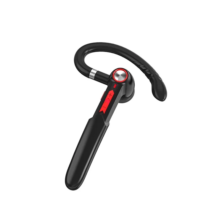 ME-100 Single Ear Hook Bluetooth Earphone Wireless Stereo HD Mic Headphones for iPhone Samsung Huawei - Black+Red