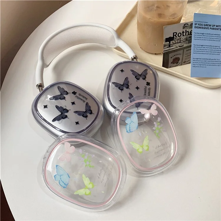 1Pair Protective Case for AirPods Max Headphone Drop-Resistance TPU Sleeve - Colorful Butterfly