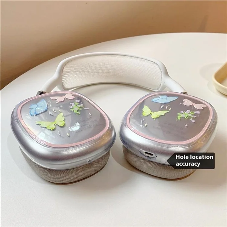 1Pair Protective Case for AirPods Max Headphone Drop-Resistance TPU Sleeve - Colorful Butterfly