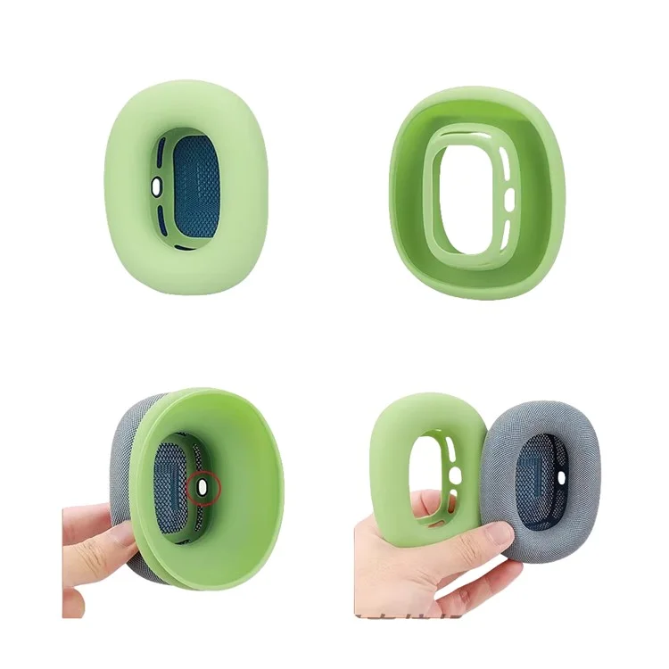 For Airpods Max EVA Storage Bag Headphone Carrying Case with 1 Pair Earpad Silicone Case - Matcha Green