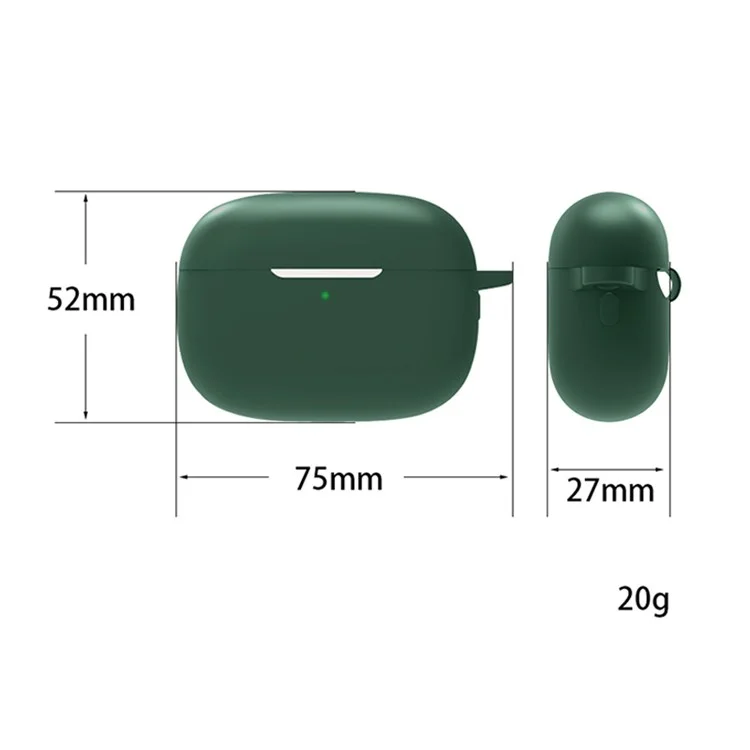 For Honor Earbuds 3 Pro Wireless Earphone Silicone Protective Case Cover with Anti-lost Buckle - Blackish Green