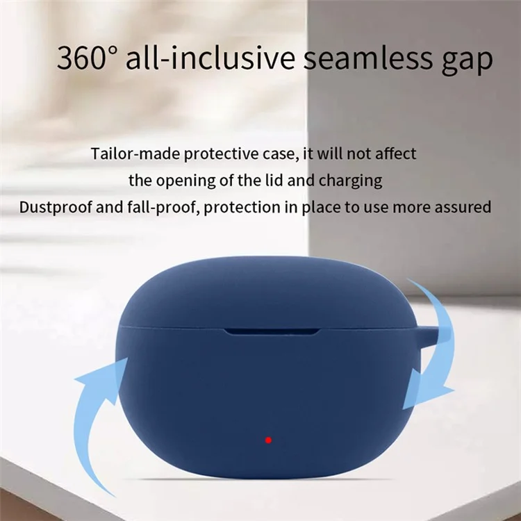 Silicone Case for Beats Studio Buds+ Bluetooth Earphone, Anti-drop Earbud Cover with Hanging Buckle - Dark Blue