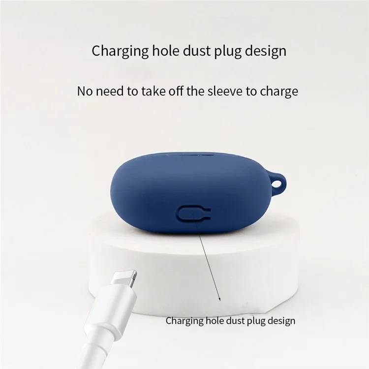 Silicone Case for Beats Studio Buds+ Bluetooth Earphone, Anti-drop Earbud Cover with Hanging Buckle - Dark Blue