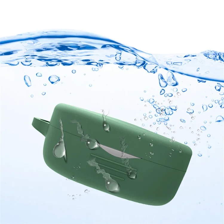 For SoundPEATS TrueAir2 Anti-drop Case Bluetooth Earphone Silicone Cover with Anti-lost Buckle - Blackish Green