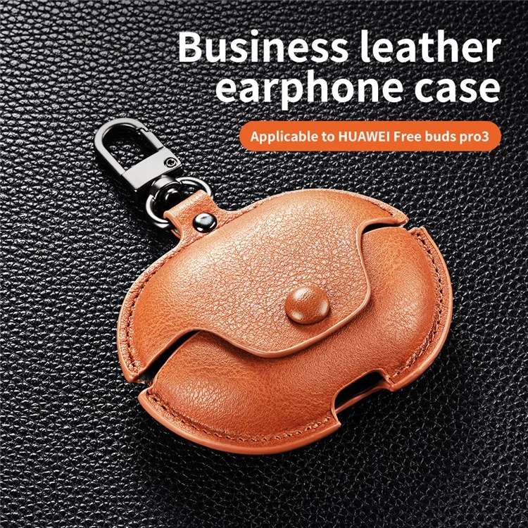 For Huawei FreeBuds Pro 3 Charging Case Cover Anti-Drop Bluetooth Headset PU leather Cover - Brown