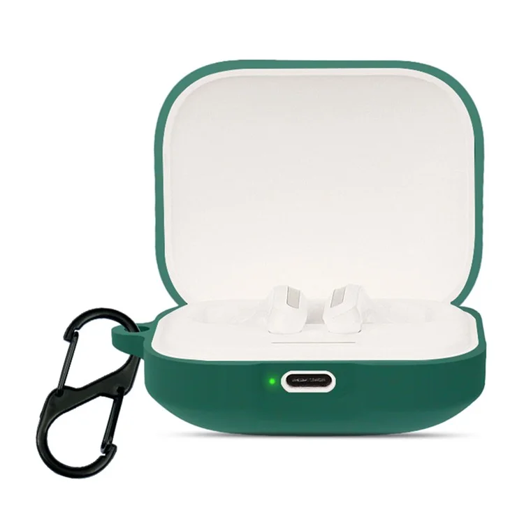 Bluetooth Earphone Sleeve for Xiaomi Redmi Buds 5 Headphone Charging Bin Cover Silicone Case with Buckle - Blackish Green