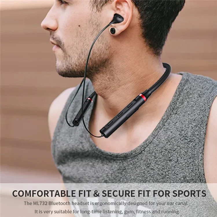 ML732 Wireless Neckband Bluetooth Headset Line Control Sports Music Calling In-Ear Earphone