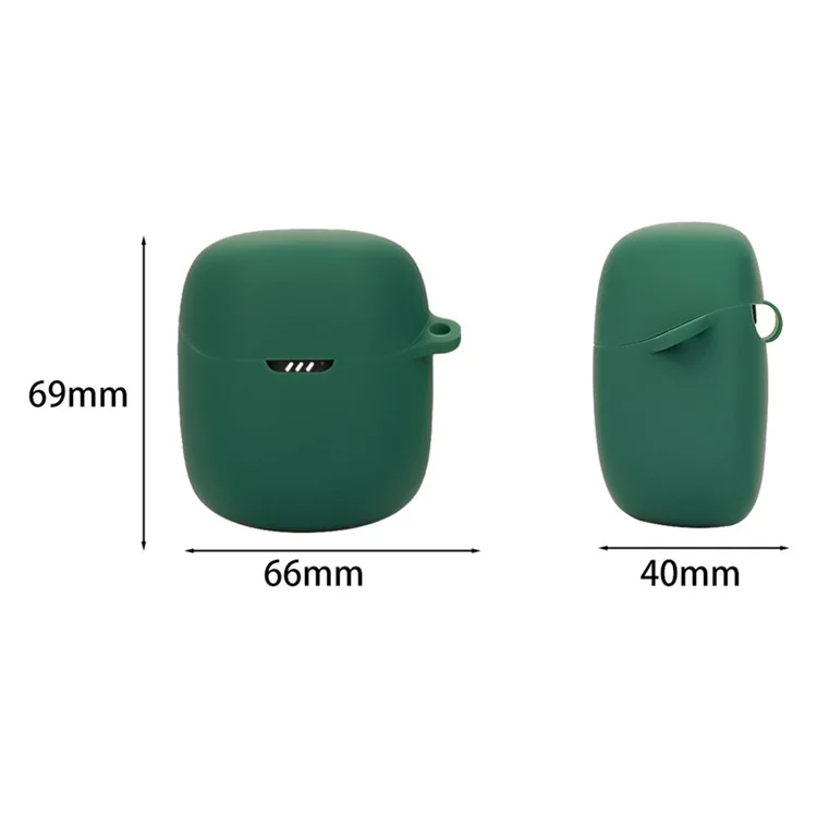 For JBL Quantum Stream Wireless USB-C Silicone Case Bluetooth Earphone Cover with Hanging Buckle - Blackish Green