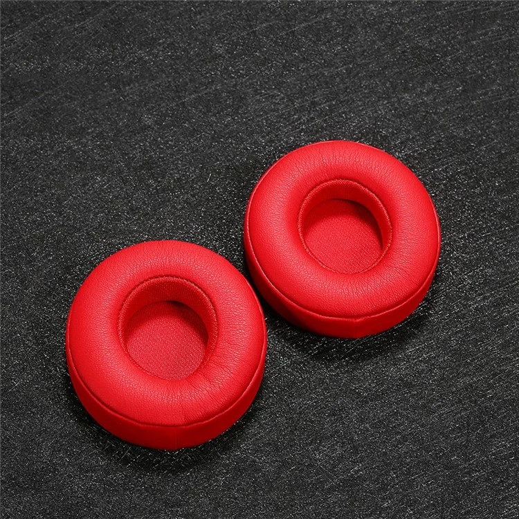 Replacement Protein Leather Memory Foam Around Ear Cups Cushion for Beats SOLO 2 / 3 Wireless On Ear Headphone - Red