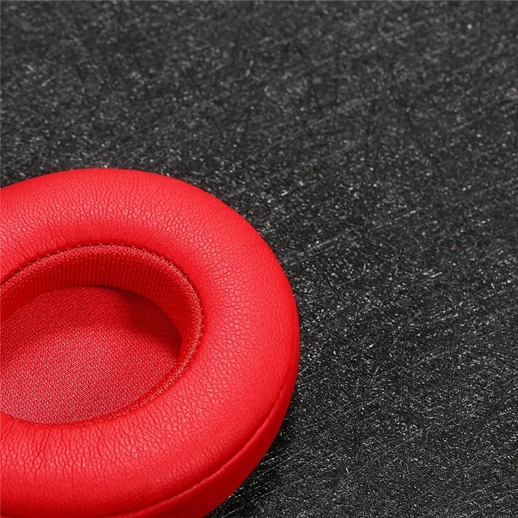 Replacement Protein Leather Memory Foam Around Ear Cups Cushion for Beats SOLO 2 / 3 Wireless On Ear Headphone - Red