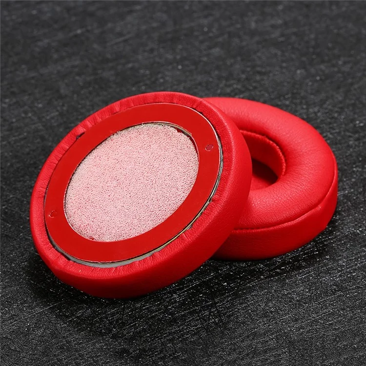 Replacement Protein Leather Memory Foam Around Ear Cups Cushion for Beats SOLO 2 / 3 Wireless On Ear Headphone - Red